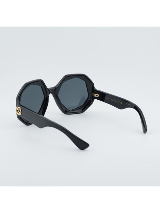 Gucci GG1242S 001 Women Sunglasses Black Geometric Frame, Grey Lenses main image 7
